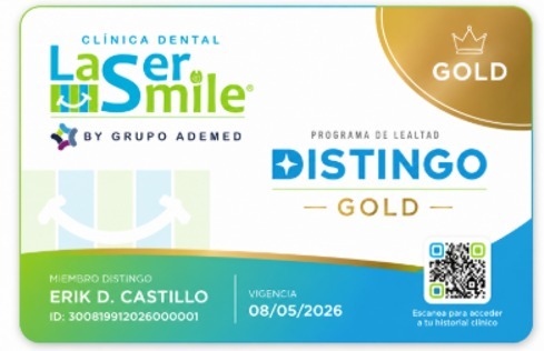 Tarjeta de membresía DISTINGO Gold de LaserSmile by Grupo Ademed